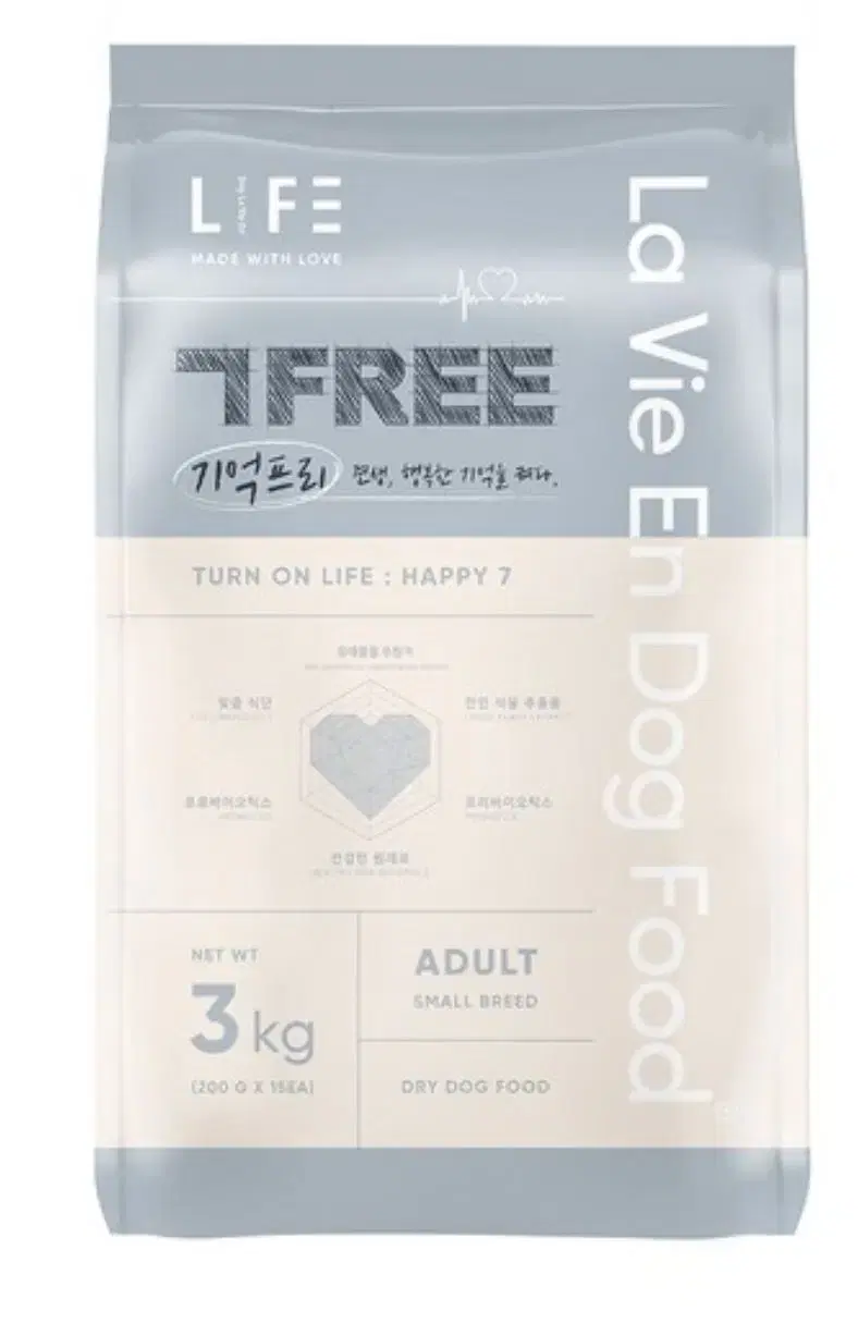 라비앙독 기억프리 7Free 강아지 사료푸드, 스몰브리드 어덜트, 3kg